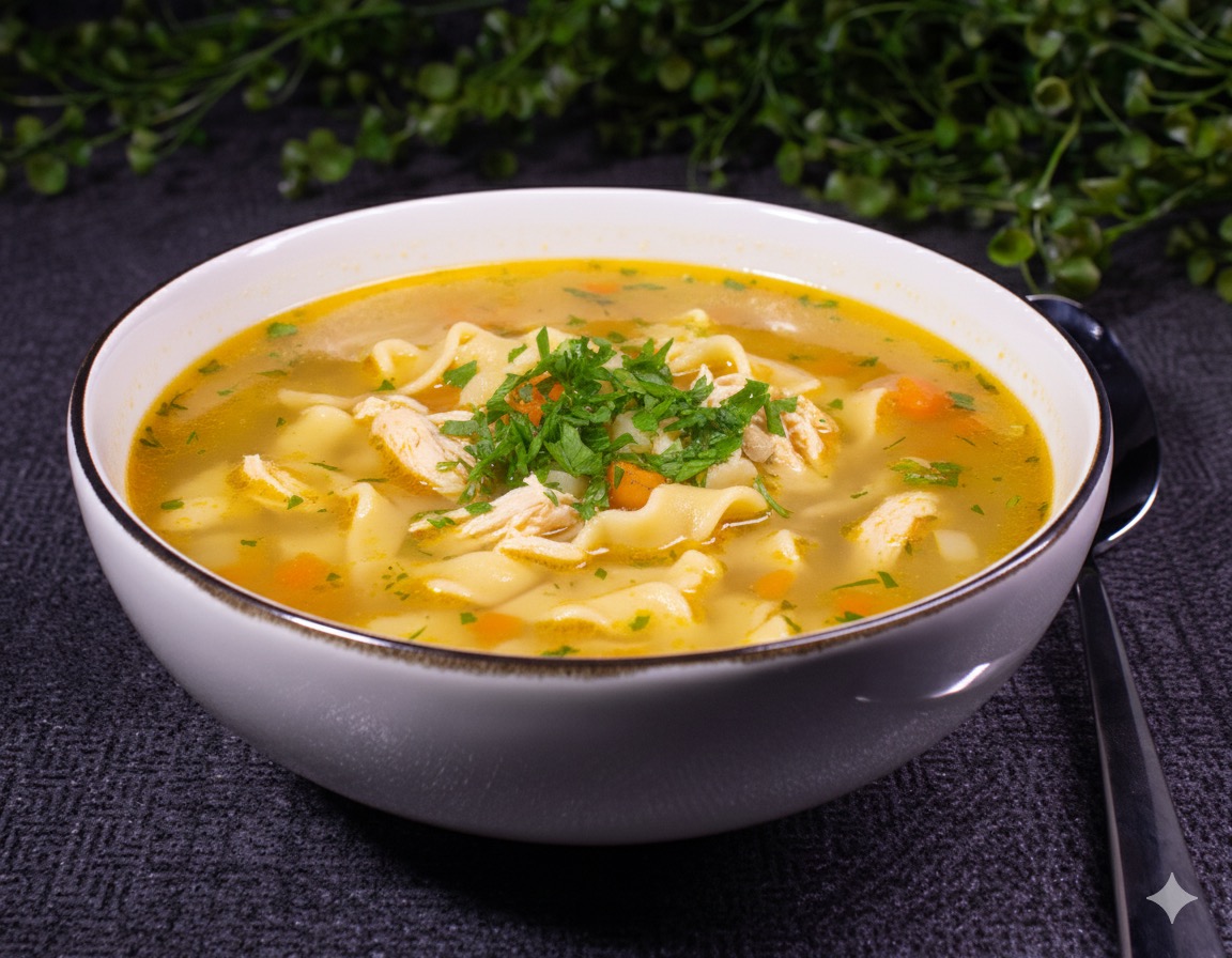 Supa de pui cu taitei de casa